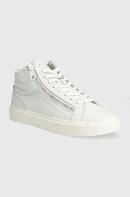 Calvin Klein sneakersy skórzane HIGH TOP LACE UP W/ZIP kolor biały HM0HM01476