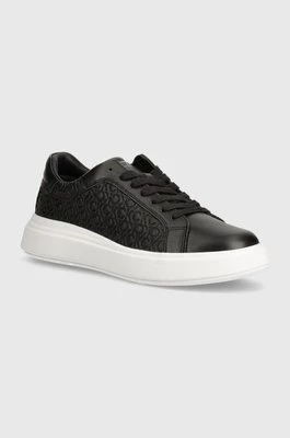 Calvin Klein sneakersy skórzane HM0HM01498 kolor czarny LOW TOP LACE UP LTH MONO