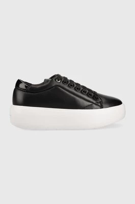 Calvin Klein sneakersy skórzane HW0HW01356 BUBBLE CUPSOLE LACE UP kolor czarny