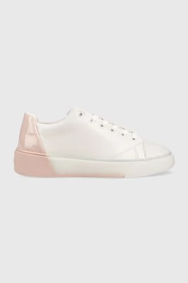Calvin Klein sneakersy skórzane HW0HW01378 HEEL COUNTER CUPSOLE LACE UP kolor biały