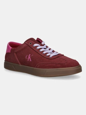Calvin Klein sneakersy skórzane LOW PRO CUPS LACE UP kolor bordowy HW0HW02683