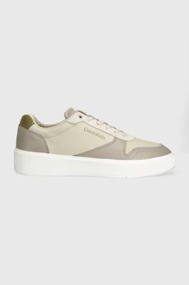 Calvin Klein sneakersy skórzane LOW TOP LACE UP BSKT kolor beżowy HM0HM01402