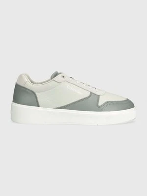 Calvin Klein sneakersy skórzane LOW TOP LACE UP BSKT kolor szary HM0HM01402