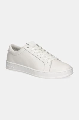 Calvin Klein sneakersy skórzane LOW TOP LACE UP kolor biały HM0HM01546