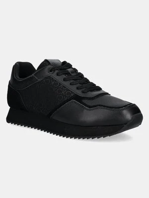 Calvin Klein sneakersy skórzane LOW TOP LACE UP MONO kolor czarny HM0HM01664