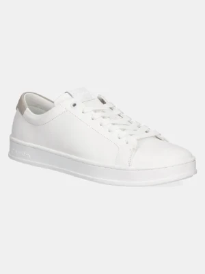 Calvin Klein sneakersy skórzane LOW TOP LACE UP NU kolor biały HM0HM01758