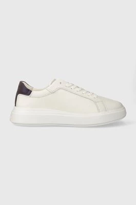 Calvin Klein sneakersy skórzane LOW TOP LACE UP PET kolor biały HM0HM01288