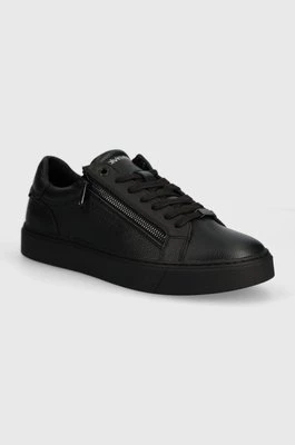Calvin Klein sneakersy skórzane LOW TOP LACE UP W/ZIP kolor czarny HM0HM01475