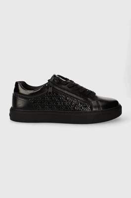 Calvin Klein sneakersy skórzane LOW TOP LACE UP W/ZIP MONO kolor czarny HM0HM01277