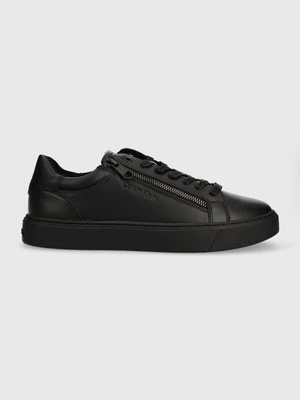 Calvin Klein sneakersy skórzane LOW TOP LACE UP W/ZIP RUBB kolor czarny HM0HM01268