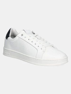 Calvin Klein sneakersy skórzane LOW TOP LACE UP WOVEN kolor biały HM0HM01767