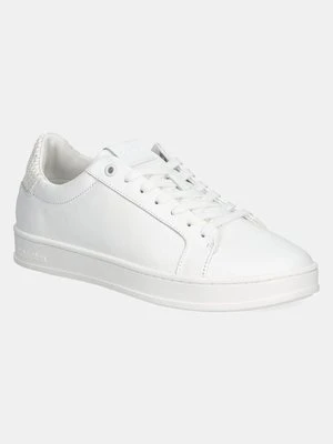 Calvin Klein sneakersy skórzane LOW TOP LACE UP WOVEN kolor biały HM0HM01767