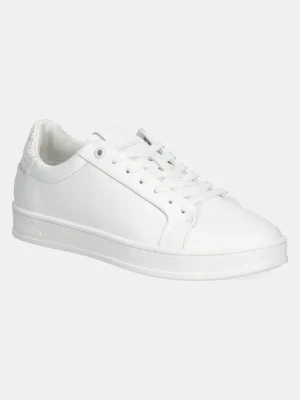 Calvin Klein sneakersy skórzane LOW TOP LACE UP WOVEN kolor biały HM0HM01767