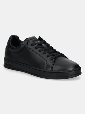 Calvin Klein sneakersy skórzane LOW TOP LACE UP WOVEN kolor czarny HM0HM01767