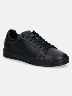 Calvin Klein sneakersy skórzane LOW TOP LACE UP WOVEN kolor czarny HM0HM01767