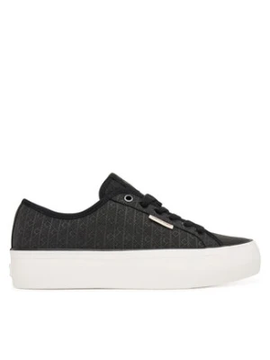 Calvin Klein Sneakersy Vulc Flatf Laceup Jaq Aop HW0HW03265 Czarny