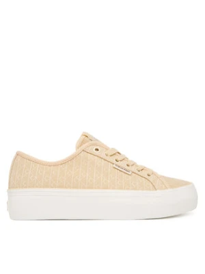 Calvin Klein Sneakersy Vulc Flatf Laceup Jaq Aop HW0HW03265 Żółty jasny