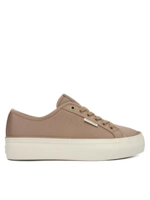 Calvin Klein Sneakersy Vulc Flatform Lace Up Moire YW0YW02012 Brązowy