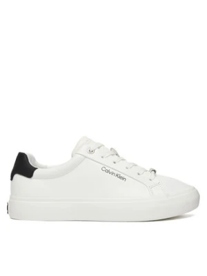 Calvin Klein Sneakersy Vulc Lace Up Lth/Moire Bt HW0HW02747 Biały
