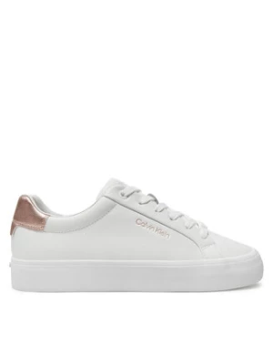 Calvin Klein Sneakersy Vulc Lace Up Saff Fox W/Met Bt HW0HW02104 Biały