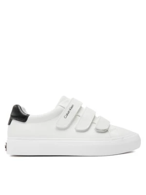 Calvin Klein Sneakersy Vulcanized Slip On Velcro Lth HW0HW01909 Biały