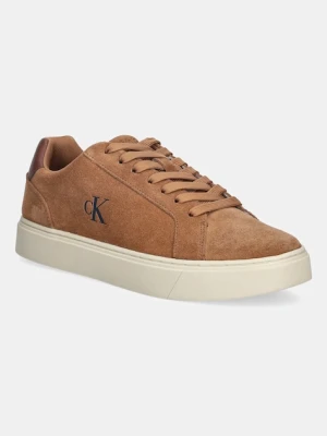 Calvin Klein sneakersy zamszowe CLASSIC CUPSOLE LACEUP SU męskie kolor brązowy YM0YM01434