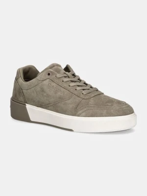Calvin Klein sneakersy zamszowe LOW TOP LACE UP BSKT SUE kolor zielony HM0HM01591