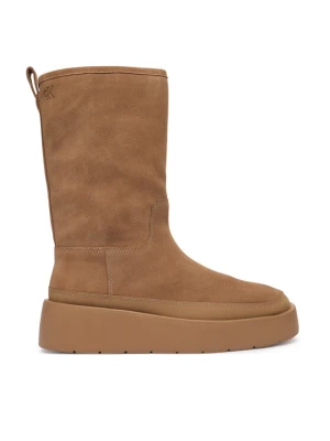 Calvin Klein Śniegowce Flatform Mid Boot Suede Wl HW0HW03181 Beżowy