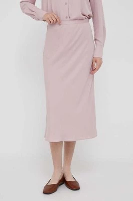 Calvin Klein spódnica kolor różowy midi rozkloszowana