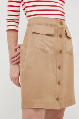 Calvin Klein spódnica z domieszką lnu kolor brązowy mini prosta