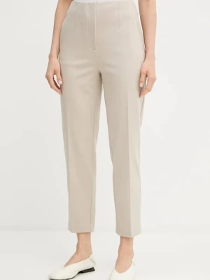 Calvin Klein spodnie damskie kolor beżowy fason cygaretki high waist LV044B690G