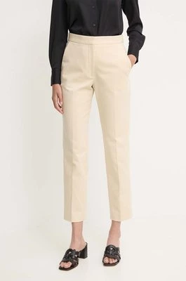Calvin Klein spodnie damskie kolor beżowy proste high waist K20K206885