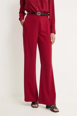 Calvin Klein spodnie damskie kolor bordowy dzwony high waist K20K207155