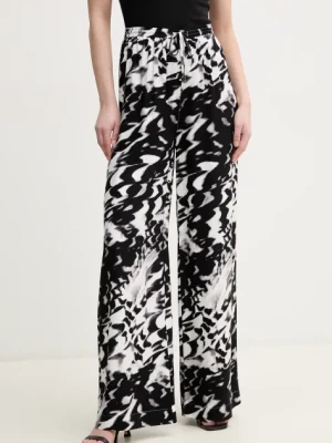 Calvin Klein spodnie damskie kolor brązowy szerokie high waist KW0KW02823