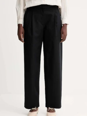 Calvin Klein spodnie damskie kolor czarny szerokie high waist LV044D664G