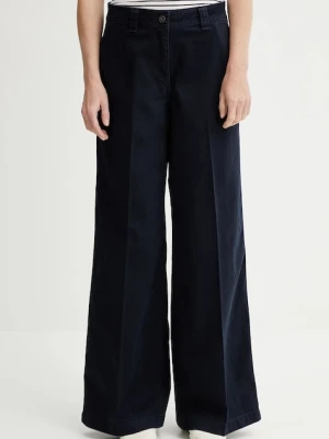 Calvin Klein spodnie damskie kolor granatowy szerokie high waist LV044C645G