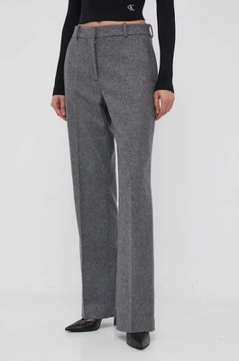 Calvin Klein spodnie damskie kolor szary proste high waistCHEAPER