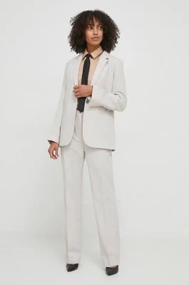 Calvin Klein spodnie damskie kolor szary proste high waist