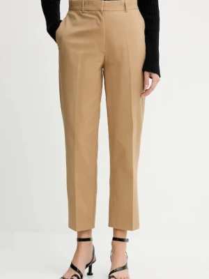Calvin Klein spodnie damskie kolor zielony proste high waist LV044B916G