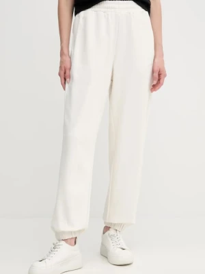 Calvin Klein spodnie dresowe bawełniane damskie kolor beżowy gładkie LV044C904G