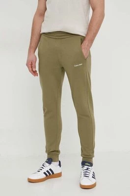 Calvin Klein spodnie dresowe kolor zielony gładkie