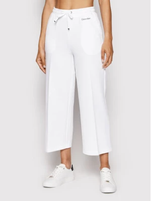 Calvin Klein Spodnie dresowe Micro Logo K20K203622 Biały Regular Fit