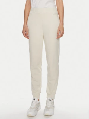 Calvin Klein Spodnie dresowe Micro Logo K20K206632 Écru Regular Fit