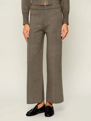 Calvin Klein Spodnie dzianinowe | flare fit brązowy