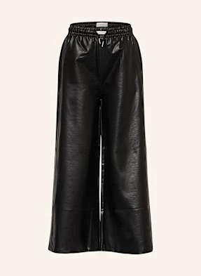 Calvin Klein Spodnie Marlena Z Imitacji Skóry schwarz