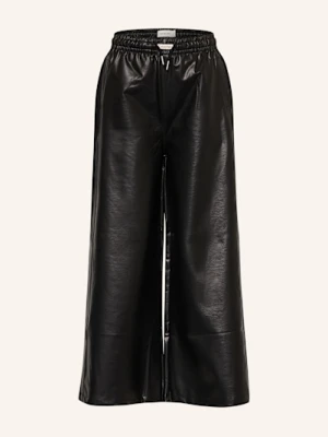Calvin Klein Spodnie Marlena Z Imitacji Skóry schwarz