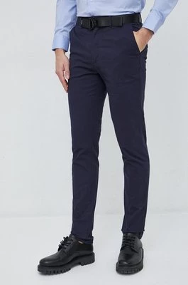 Calvin Klein spodnie męskie kolor granatowy dopasowane