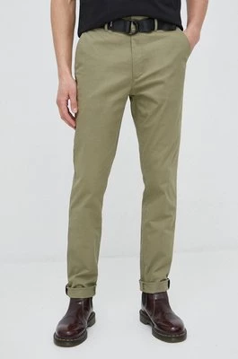 Calvin Klein spodnie męskie kolor zielony dopasowane