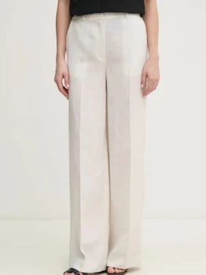 Calvin Klein spodnie z domieszką lnu beżowy