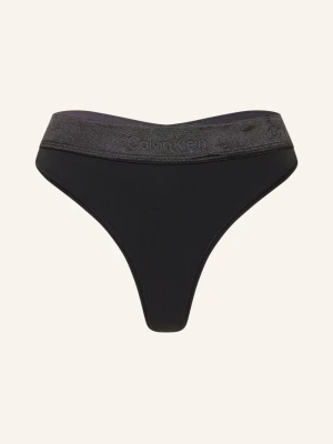 Calvin Klein Stringi Icon Cotton Modal Metallic schwarz CZARNY